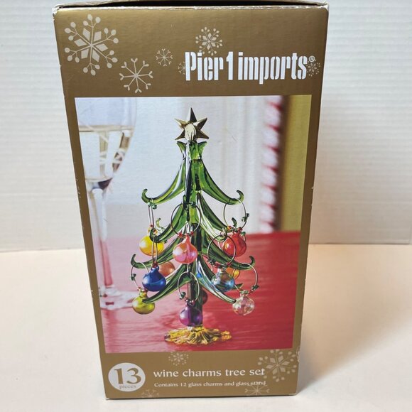 Pier 1 Imports Wine Charms Tree Set With 12 Glass Charms & Glass Stand - Picture 9 of 10